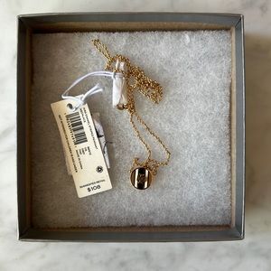 Tory Burch Kira Enamel Striped Pendent Necklace NWT